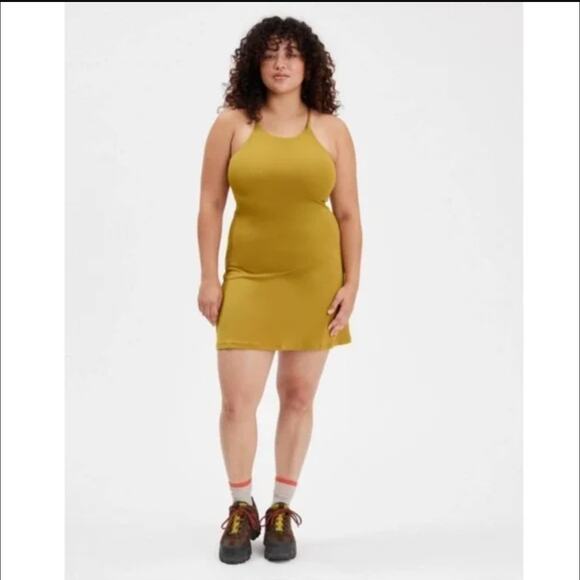 Girlfriend Collective NWT Naomi Strappy Workout Compression Dress Yellow SZ XXL - Picture 1 of 8